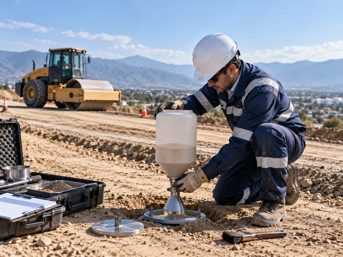 Personal técnico realizando ensayos de campo